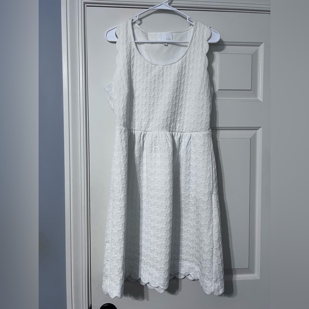 Dalia White Textured Kids Dress